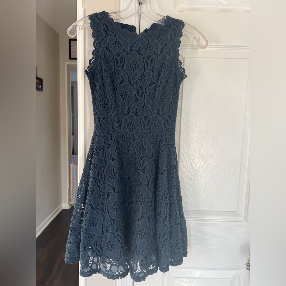 City Studio Junior Girl Navy Lace Fit & Flare Dress Size 0